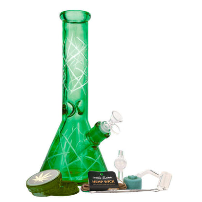12" 5mm Prismatic Colors Glass Bong 9-in-1 Dab Kit