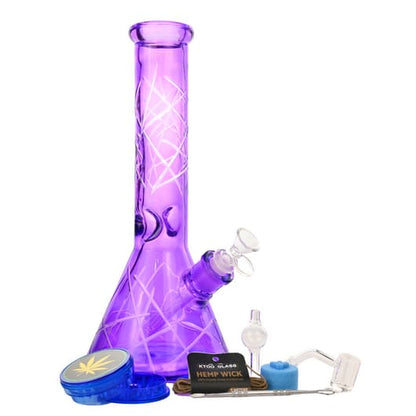 12" 5mm Prismatic Colors Glass Bong 9-in-1 Dab Kit