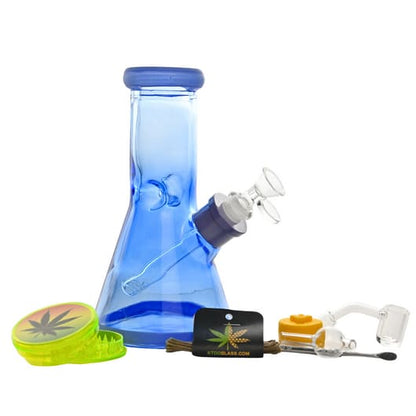 8" Tinted Colored Glass Bong 9-in-1 Dab Kit
