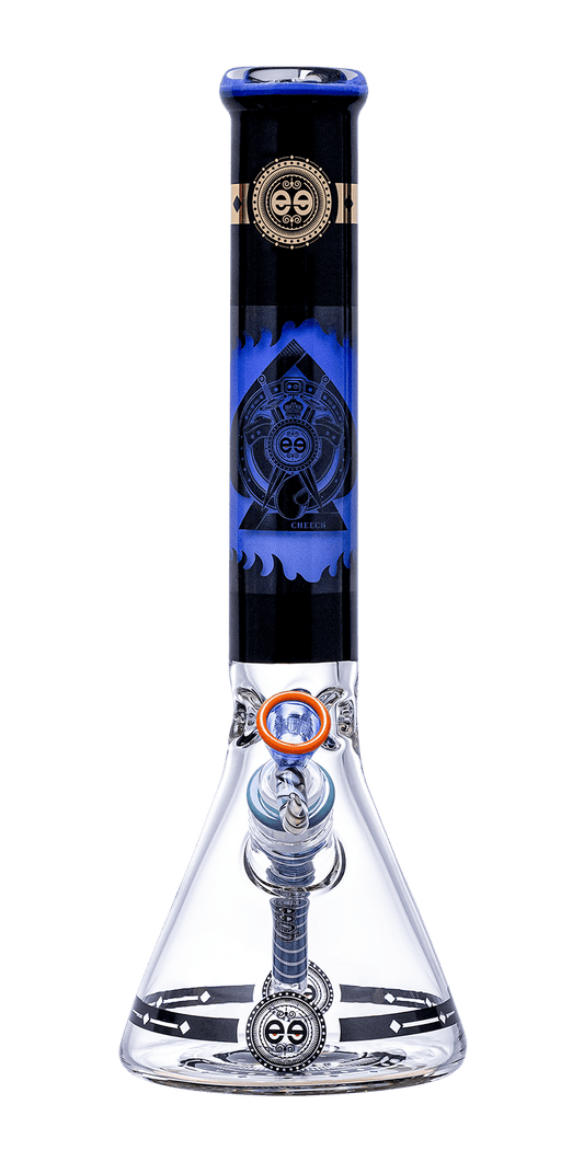 14 inch MILKY BLUE CHEECH PROTECT THE CREST BEAKER