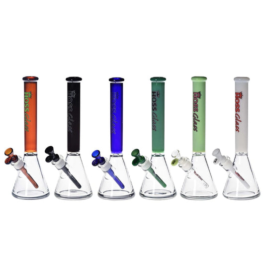 Beaker 14" with Coloured Neck by Hoss Glass